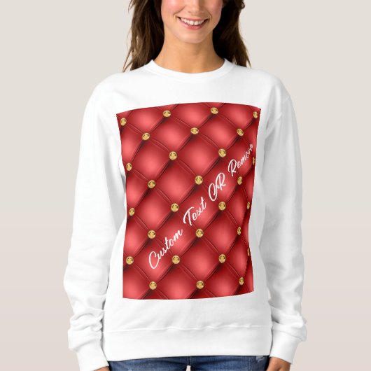 Rood Gouden Diamant Tufted Custom Text Sweatshirt (Voorkant)