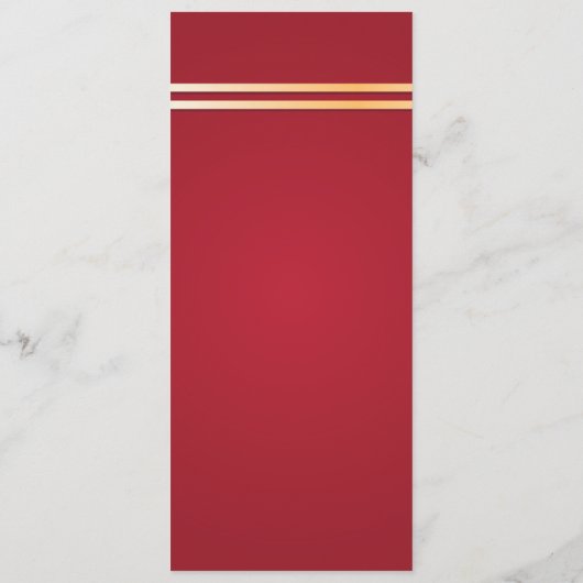 Rood & Gouden Draak Bruiloftsreceptie Diner Menu (Achterkant)