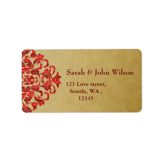 rood gouden elegant retouradreslabel etiket (Voorkant)