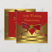 Rood Gouden Elegante 50e Gouden Bruiloft Jubileum Kaart (Voorkant / Achterkant)