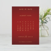 Rood Gouden Foto Ampersand Monogram Kalender Trouw Save The Date (Staand voorkant)