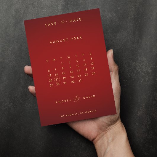 Rood Gouden Foto Ampersand Monogram Kalender Trouw Save The Date