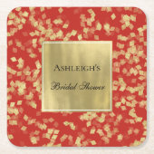Rood Gouden Glam Confetti  Kartonnen Onderzetters (Voorkant)