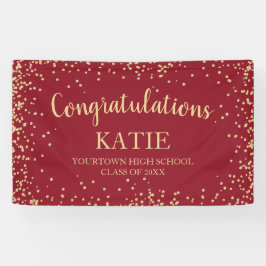 Rood Gouden Glitter Afstudeer Congratulaties Spandoek