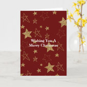 Rood Gouden Glitter Sterren Kerst Kaart (Gele Bloem)