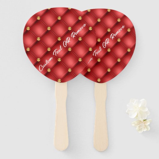 Rood Gouden Hand Fans met Aangepaste Tekst Handwaaier (Voorkant en achterkant)