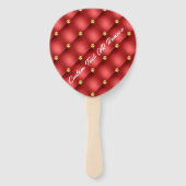 Rood Gouden Hand Fans met Aangepaste Tekst Handwaaier (Voorkant)