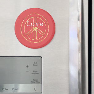 Rood Gouden Hart Vredesteken Liefde Kerstmis Magneet