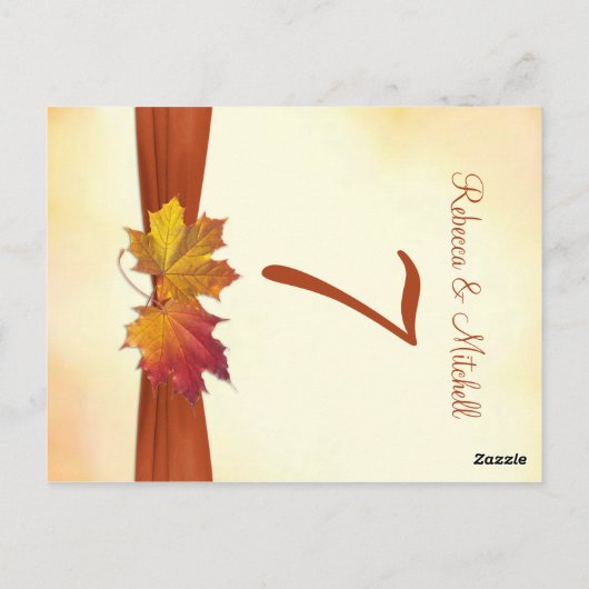 Rood & gouden herfstbladeren Tafelnummerkaart Briefkaart (Achterkant)