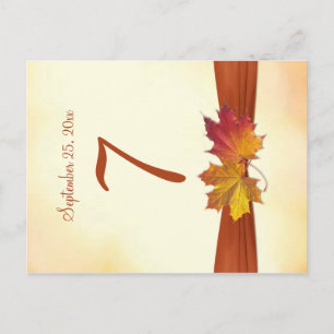 Rood & gouden herfstbladeren Tafelnummerkaart Briefkaart