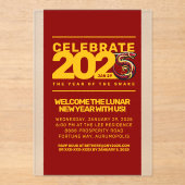 Rood Gouden Jaar van de Slang 2025 Acryl Uitnodigingen (Voorkant)