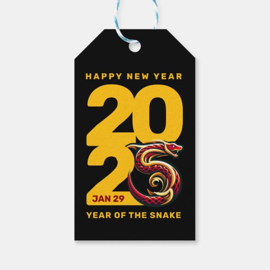 Rood Gouden Jaar van de Slang 2025 Cadeaulabel (Achterkant)