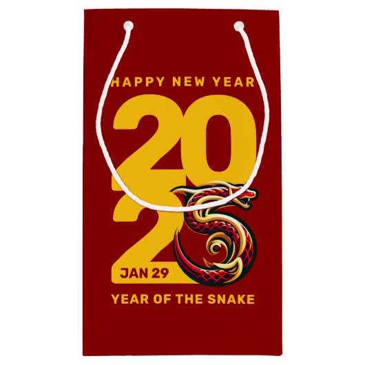 Rood Gouden Jaar van de Slang 2025 Klein Cadeauzakje (Achterkant)