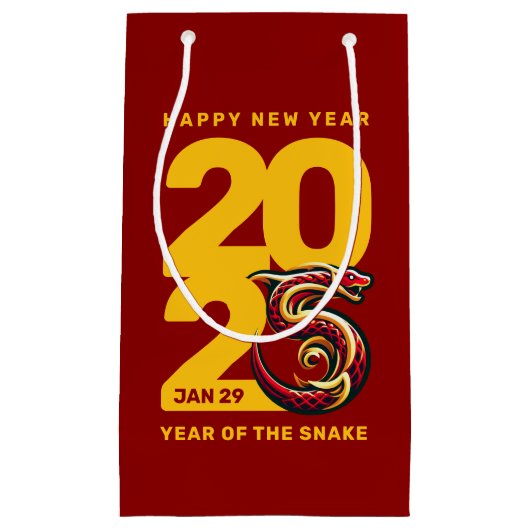 Rood Gouden Jaar van de Slang 2025 Klein Cadeauzakje (Voorkant)