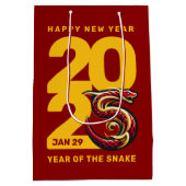 Rood Gouden Jaar van de Slang 2025 Medium Cadeauzakje (Achterkant)