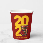 Rood Gouden Jaar van de Slang 2025 Papieren Bekers (Achterkant)