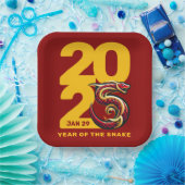 Rood Gouden Jaar van de Slang 2025 Papieren Bordje (Feest)