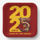 Rood Gouden Jaar van de Slang 2025 Papieren Bordje (Voorkant)