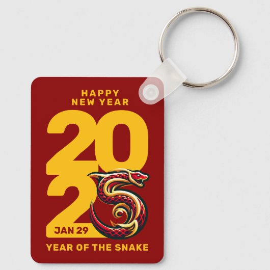 Rood Gouden Jaar van de Slang 2025 Sleutelhanger (Achterkant)