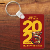 Rood Gouden Jaar van de Slang 2025 Sleutelhanger (Voorkant)