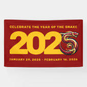 Rood Gouden Jaar van de Slang 2025 Spandoek (Horizontaal)