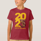 Rood Gouden Jaar van de Slang 2025 T-shirt (Voorkant)