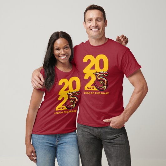Rood Gouden Jaar van de Slang 2025 T-shirt (Unisex)