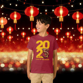 Rood Gouden Jaar van de Slang 2025 T-shirt