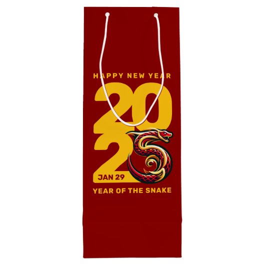 Rood Gouden Jaar van de Slang 2025 Wijn Cadeautas (Achterkant)