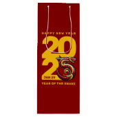 Rood Gouden Jaar van de Slang 2025 Wijn Cadeautas (Voorkant)