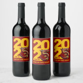 Rood Gouden Jaar van de Slang 2025 Wijn Etiket (Flessen)