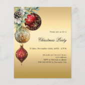 Rood gouden kerstballen dennen kerstfeest uitnodig (Voorkant)