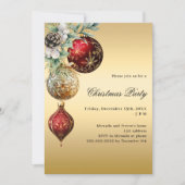 Rood gouden kerstballen groen kerstfeest kaart (Voorkant)