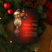 Rood gouden kerstballen kerstfeest kaart