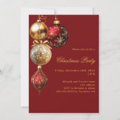 Rood gouden kerstballen kerstfeest kaart (Voorkant)