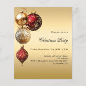 Rood gouden kerstballen kerstfeest uitnodiging (Voorkant)