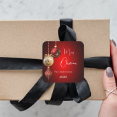 Rood gouden kerstballen klassieke kerst vierkante sticker