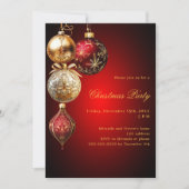 Rood gouden kerstballen QR code kerstfeest Kaart (Voorkant)