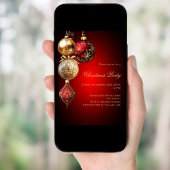Rood gouden kerstballen QR code kerstfeest Kaart