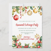 Rood Gouden Kerstversiering Uitwisseling Kerstfees Kaart (Voorkant)
