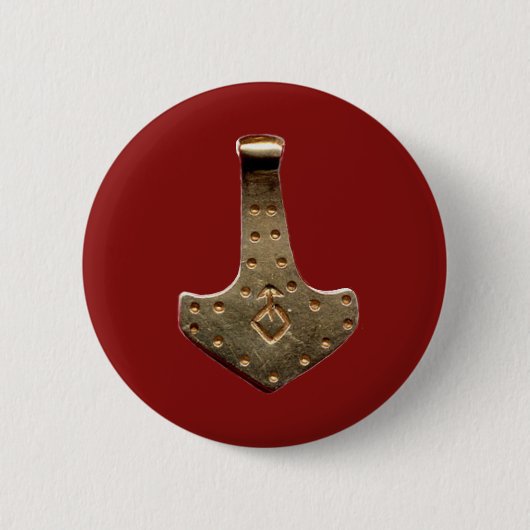 Rood gouden knop van Goud Thor Ronde Button 5,7 Cm (Voorkant)