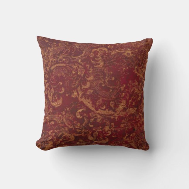 Rood & Gouden kussen met oude damastlook (Voorkant)
