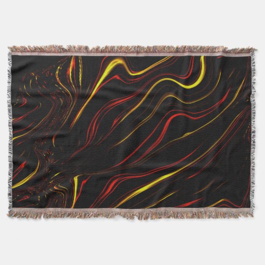 Rood gouden lange strokken op zwarte achtergrond deken (Voorkant)