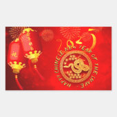 Rood Gouden Lantaarns Chinese Slang papier-cut 202 Rechthoekige Sticker (Voorkant)
