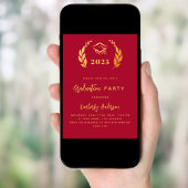 Rood gouden lauwerkrans 2025 Graduation Party Kaart