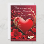 Rood-Gouden Liefdes Hart Valentijnsdag Feestdagenkaart (Voorkant)