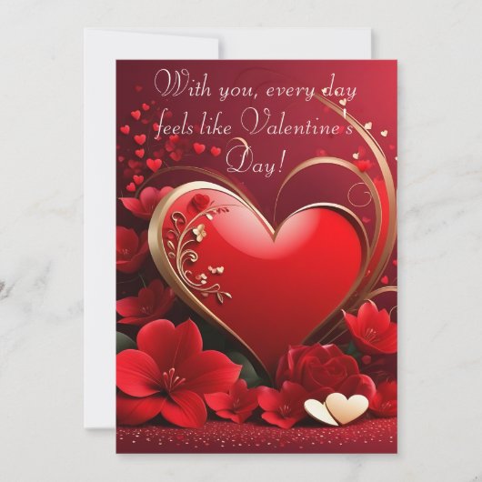 Rood-Gouden Liefdes Hart Valentijnsdag Feestdagenkaart (Voorkant)