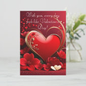 Rood-Gouden Liefdes Hart Valentijnsdag Feestdagenkaart (Staand voorkant)