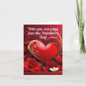 Rood-Gouden Liefdes Hart Valentijnsdag Kaart (Voorkant)