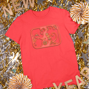 Rood Gouden Maan Nieuwjaar Aap Chinese Dierriem T-shirt
